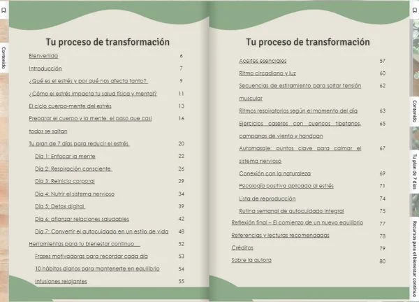 Contenido eBook reduce tu estrés en una semana