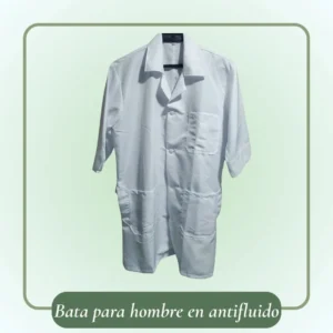 bata antifluido corta para hombre con manga corta blanca