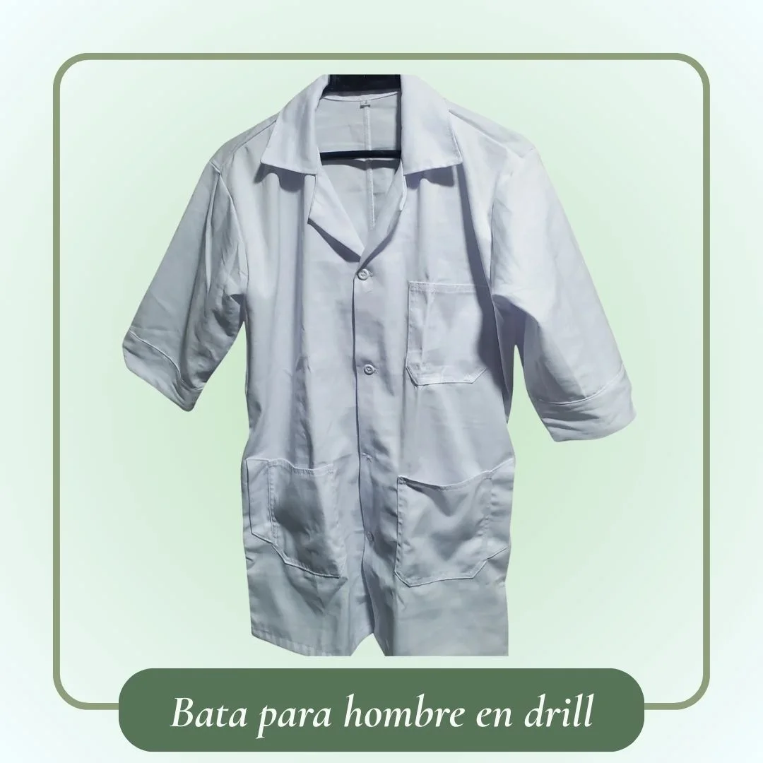 bata blanca para hombre en drill