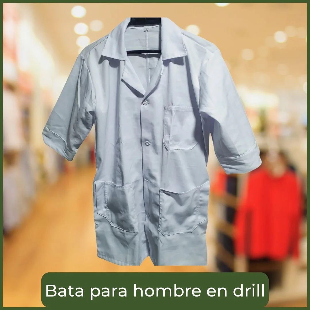 bata blanca para hombre en drill